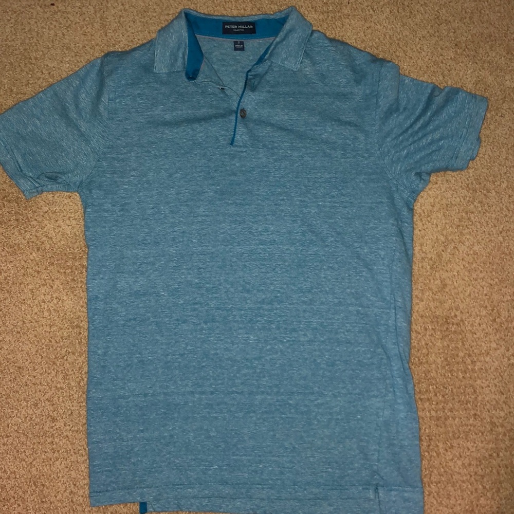 Men’s Peter Millar Blue and White Striped Polo